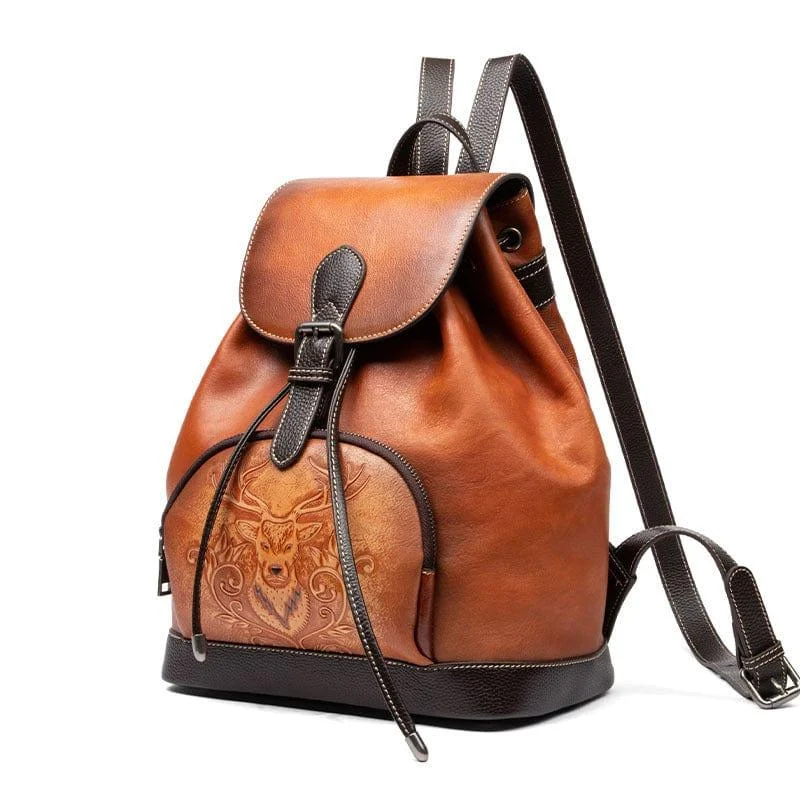 Deer Embossed Backpack - Glova