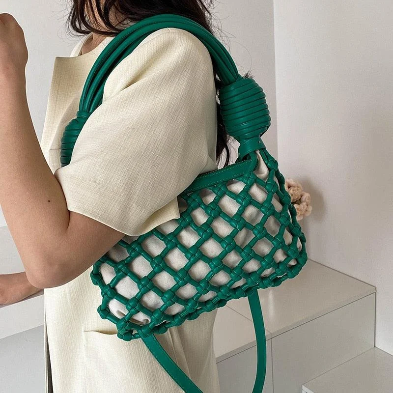 Defini Big Knotted Net Baguette Bags - 4 Colors. - Glova