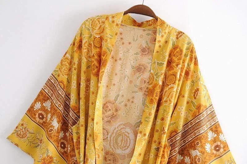 Demelza Yellow Floral Kimono - Glova