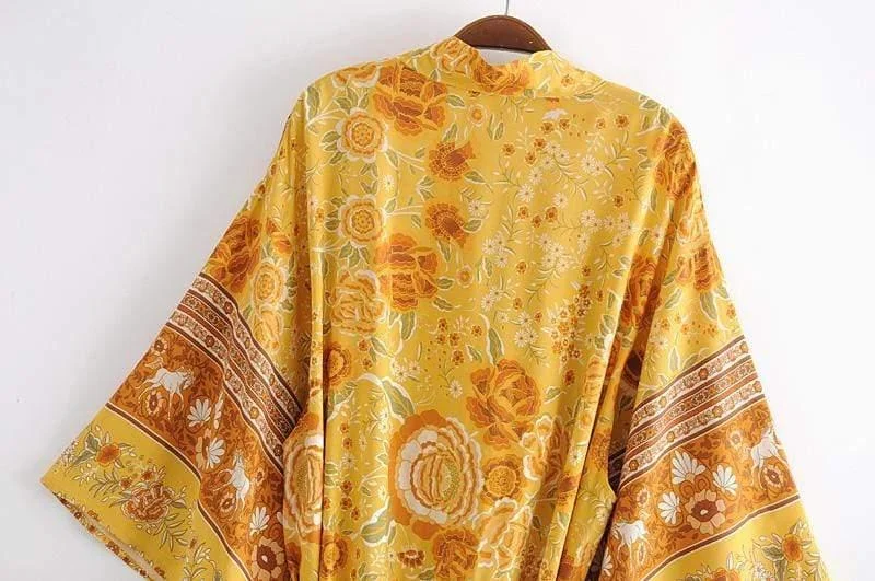 Demelza Yellow Floral Kimono - Glova