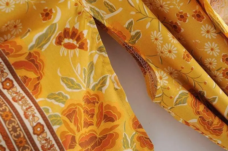 Demelza Yellow Floral Kimono - Glova