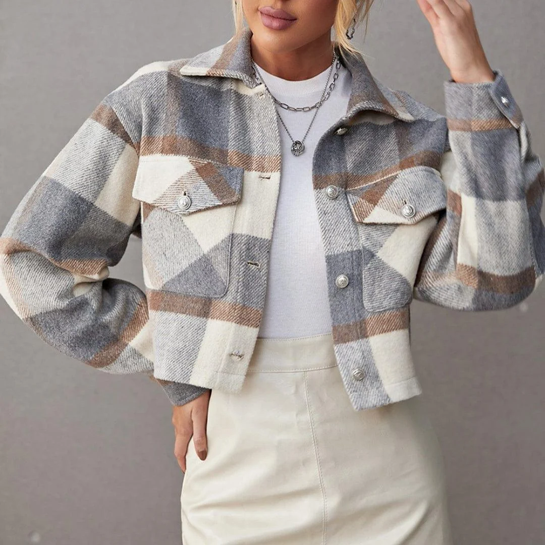 Devaya Plaid Crop Shacket - Glova