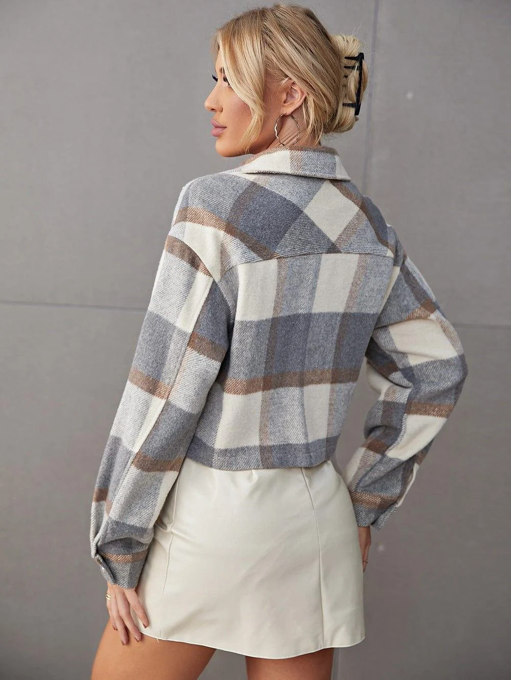 Devaya Plaid Crop Shacket - Glova