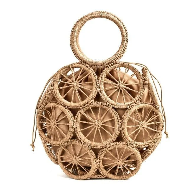 Devon Multi Circles Woven Straw Bag - Glova