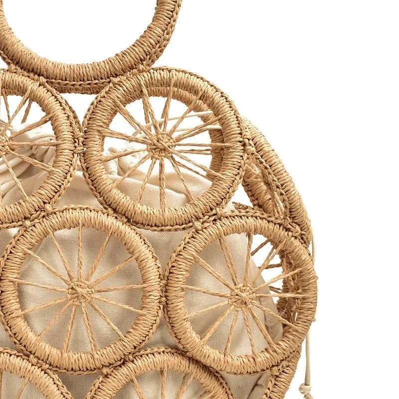 Devon Multi Circles Woven Straw Bag - Glova