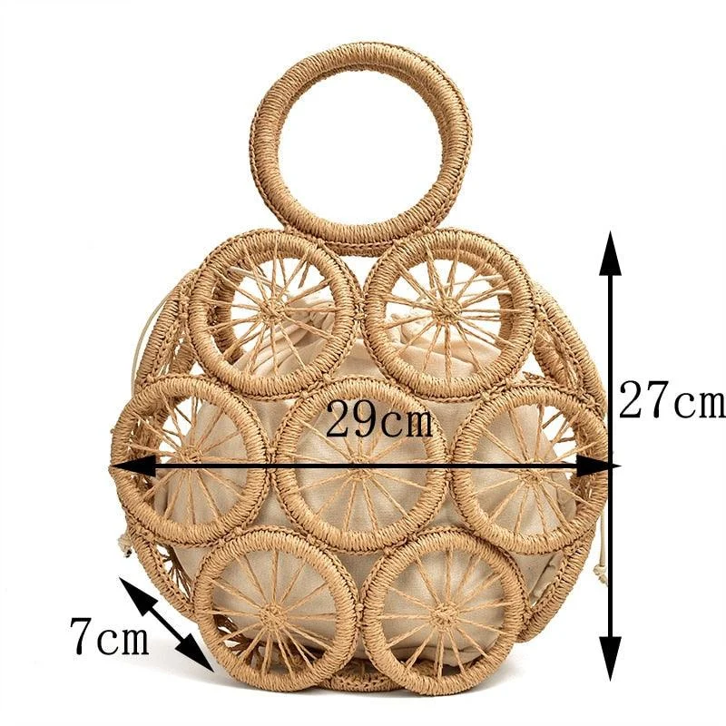 Devon Multi Circles Woven Straw Bag - Glova