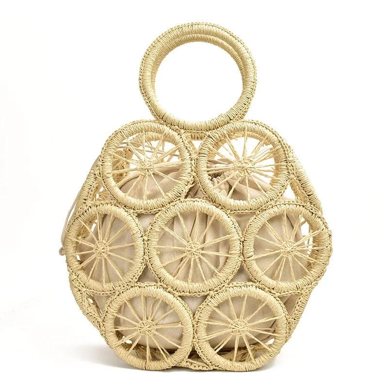 Devon Multi Circles Woven Straw Bag - Glova