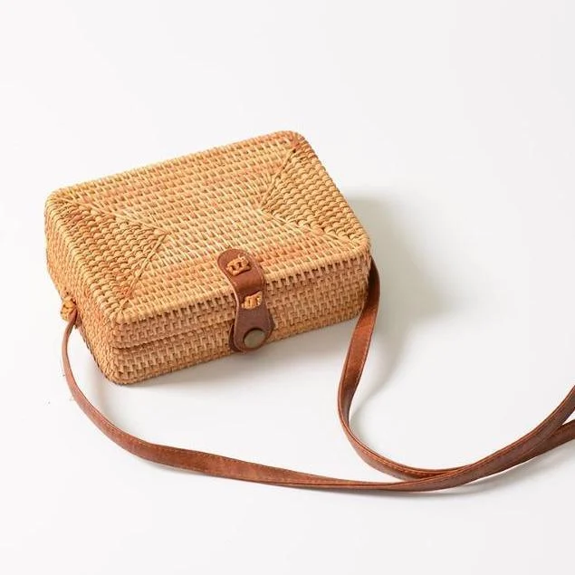 Dewi Square Rattan Mini Shoulder Bag - 2 Colors - Glova