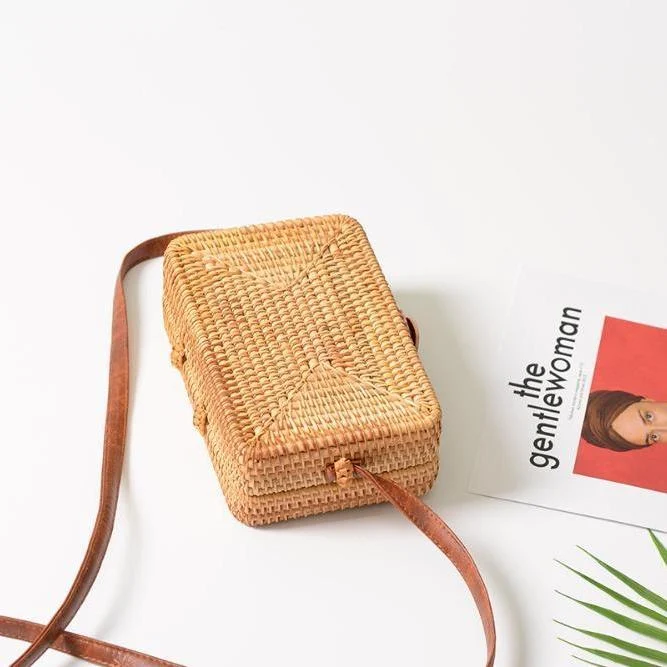 Dewi Square Rattan Mini Shoulder Bag - 2 Colors - Glova