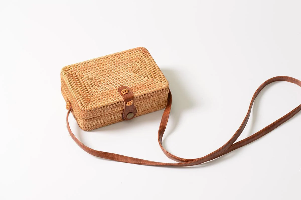 Dewi Square Rattan Mini Shoulder Bag - 2 Colors - Glova