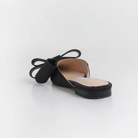 Dianna Silk Satin Pointed Big Bow Tie Slippers - 5 Colors - Glova