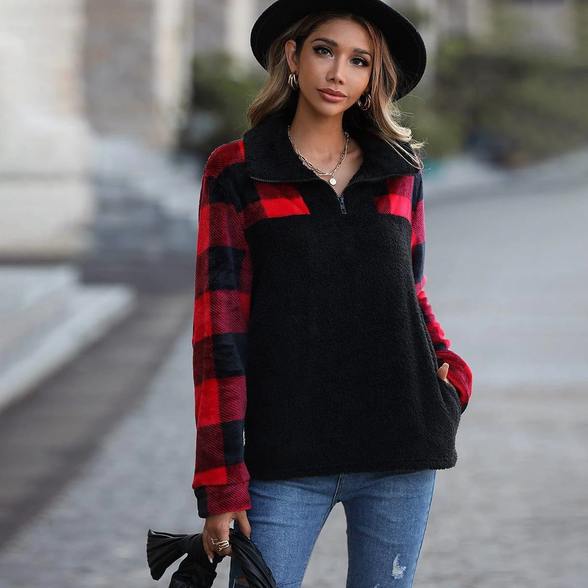 Diantha Plaid Sweatshirt - Glova