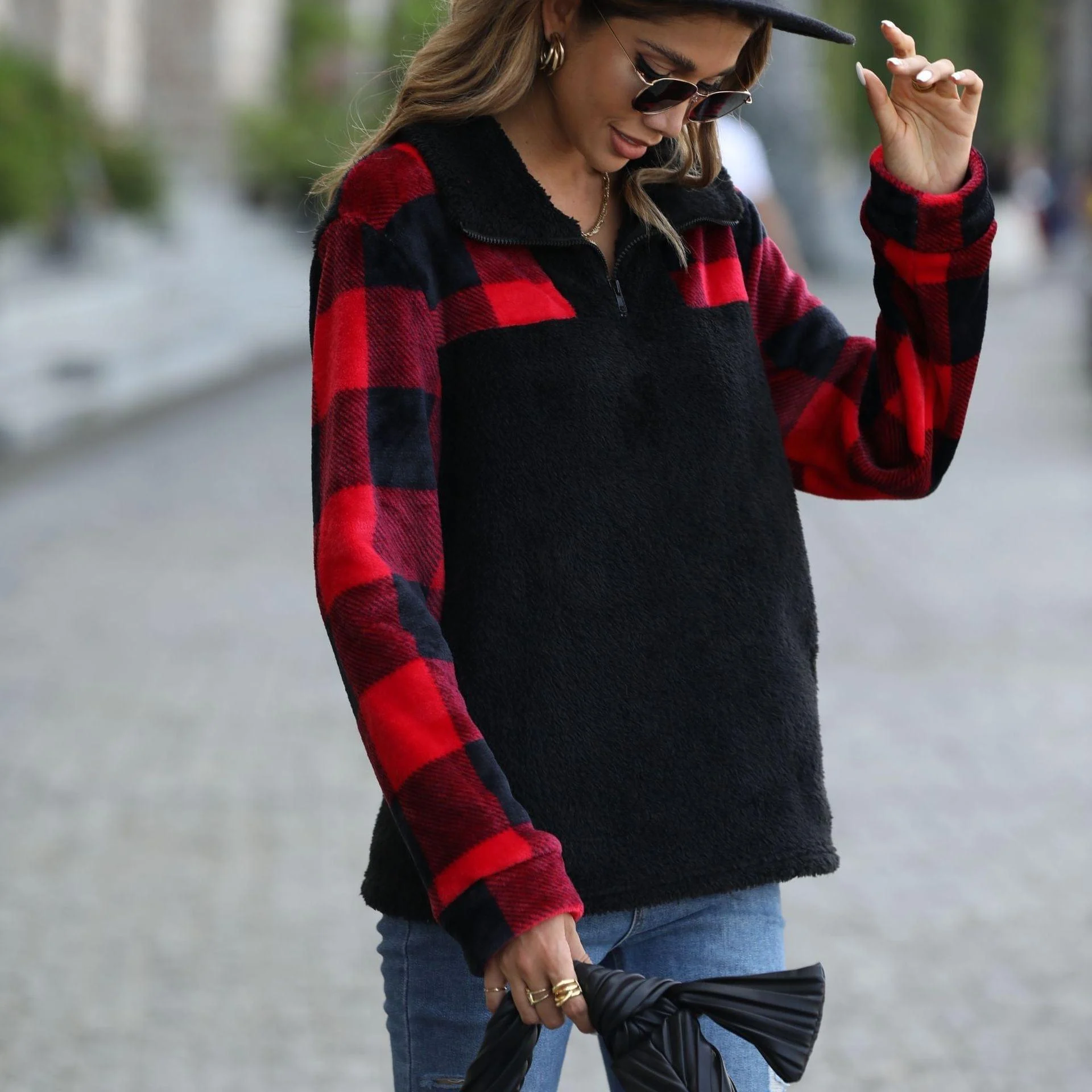 Diantha Plaid Sweatshirt - Glova