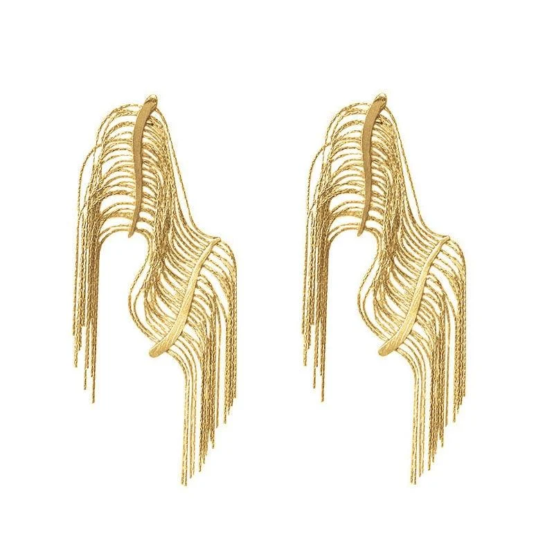 Dolce Willow Tree Drapery Tassel Earrings - Gold or Silver - Glova