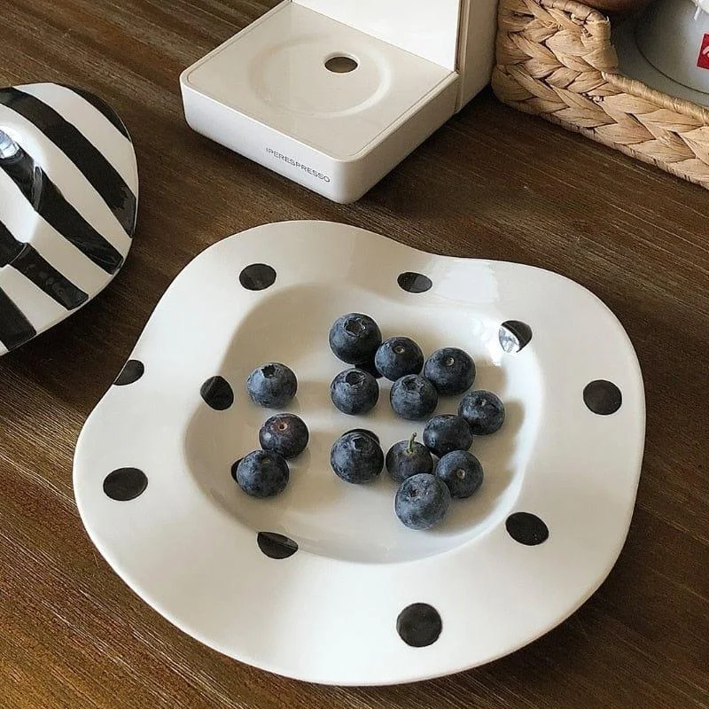 Dotted & Striped Irregular Desert Plates - Glova