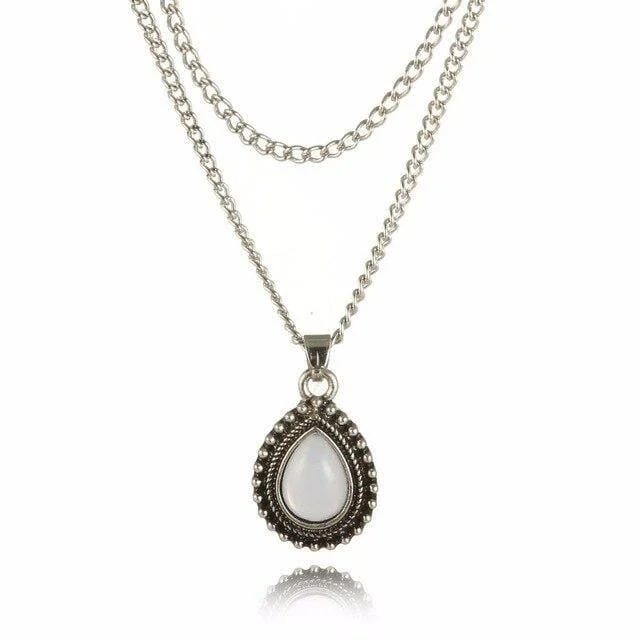 Double Layered Water Drop Necklace - Glova