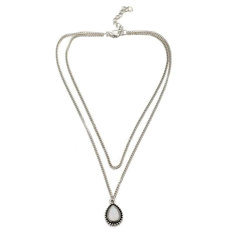 Double Layered Water Drop Necklace - Glova