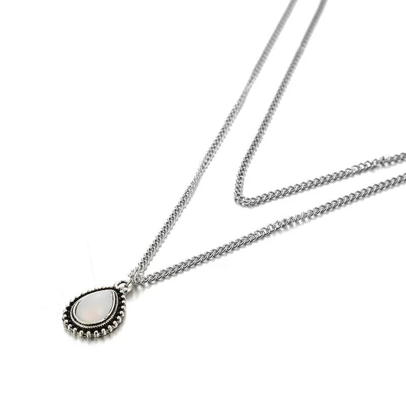 Double Layered Water Drop Necklace - Glova