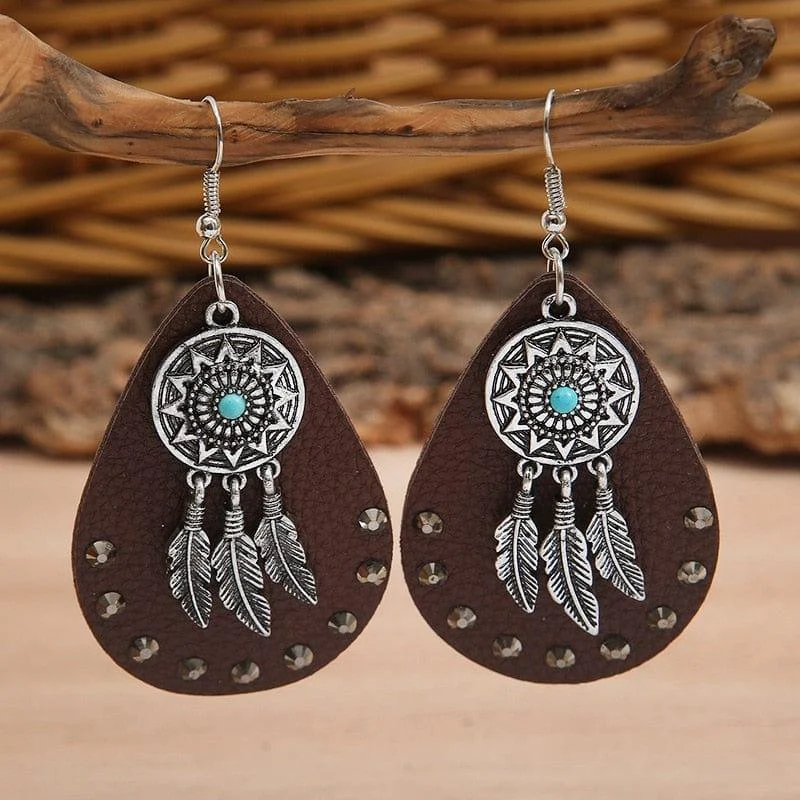 Dream Catcher Turquoise Earrings - Glova