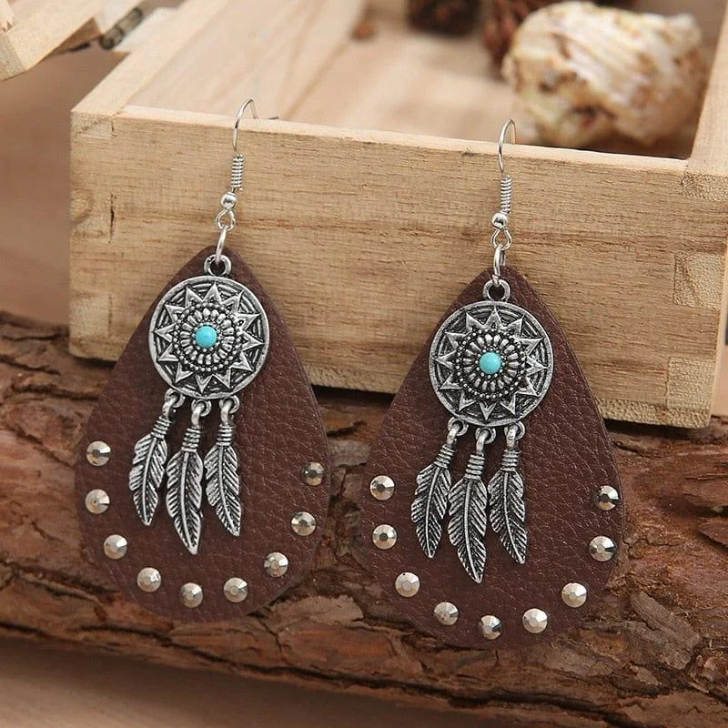 Dream Catcher Turquoise Earrings - Glova