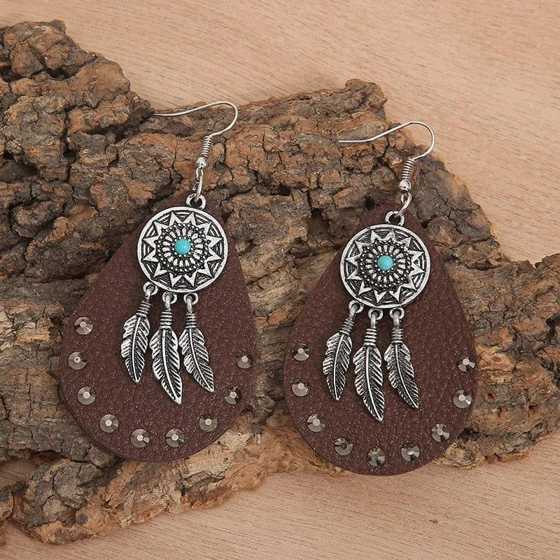 Dream Catcher Turquoise Earrings - Glova