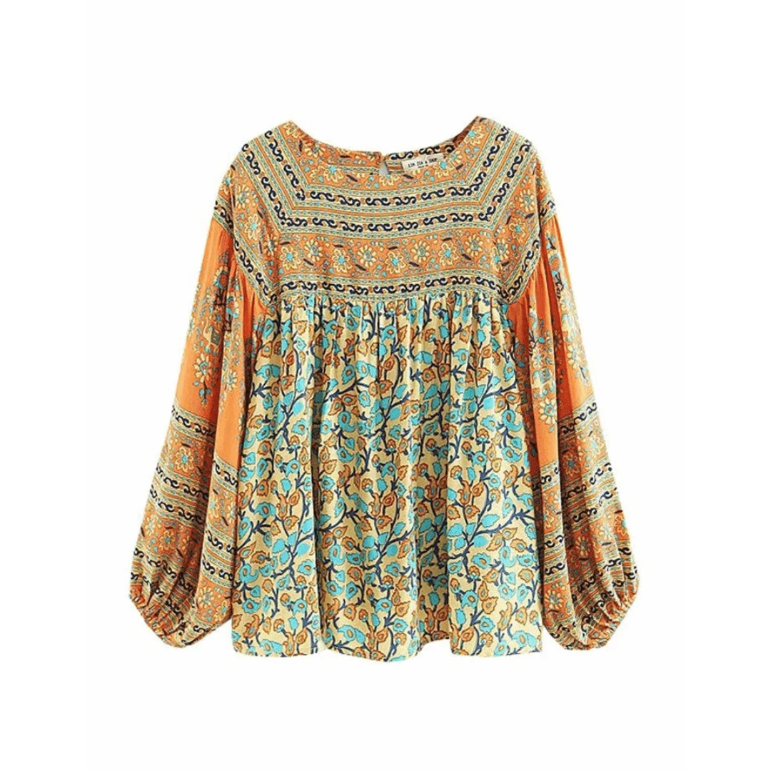 Dusty Yellow Turquoise Dreams Blouse - Glova