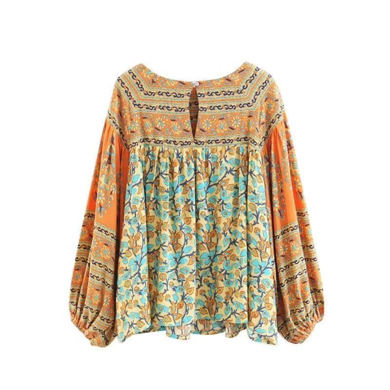 Dusty Yellow Turquoise Dreams Blouse - Glova