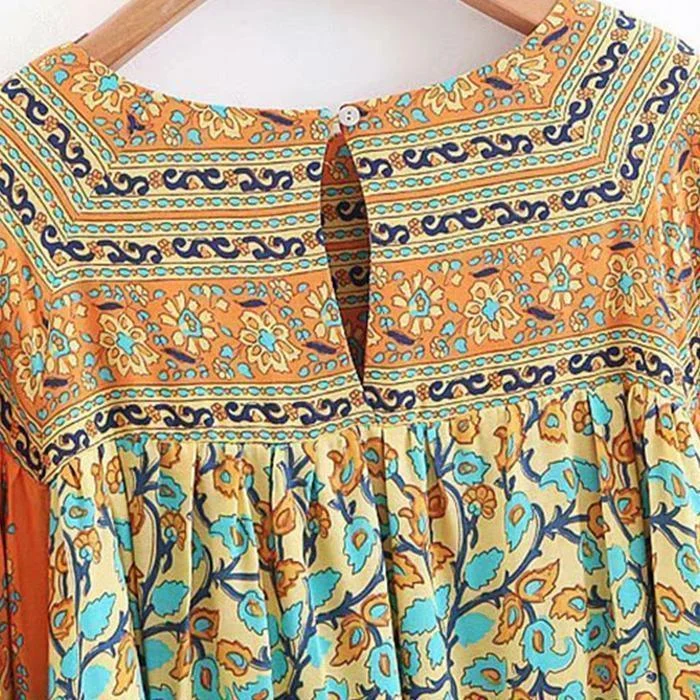 Dusty Yellow Turquoise Dreams Blouse - Glova