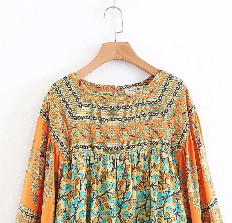 Dusty Yellow Turquoise Dreams Blouse - Glova