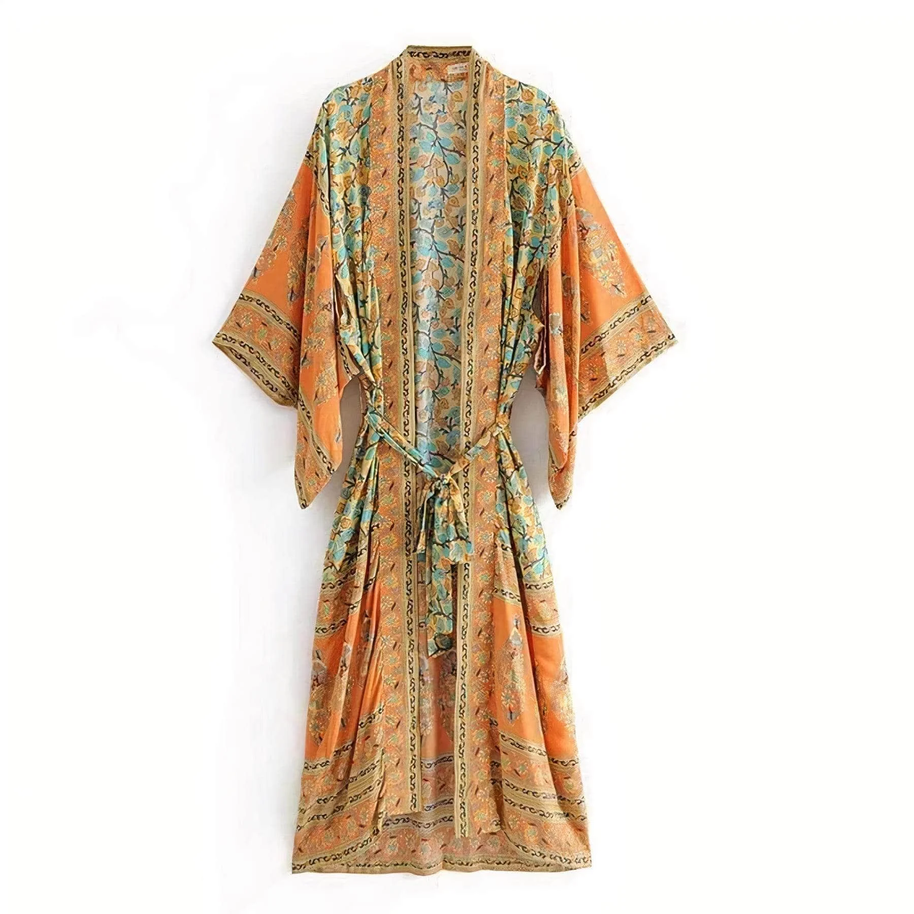 Dusty Yellow Turquoise Dreams Kimono - Glova