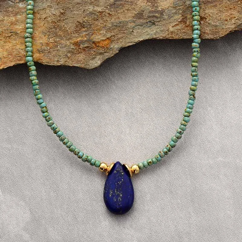 Earth Teardrop Boho Necklace - Glova