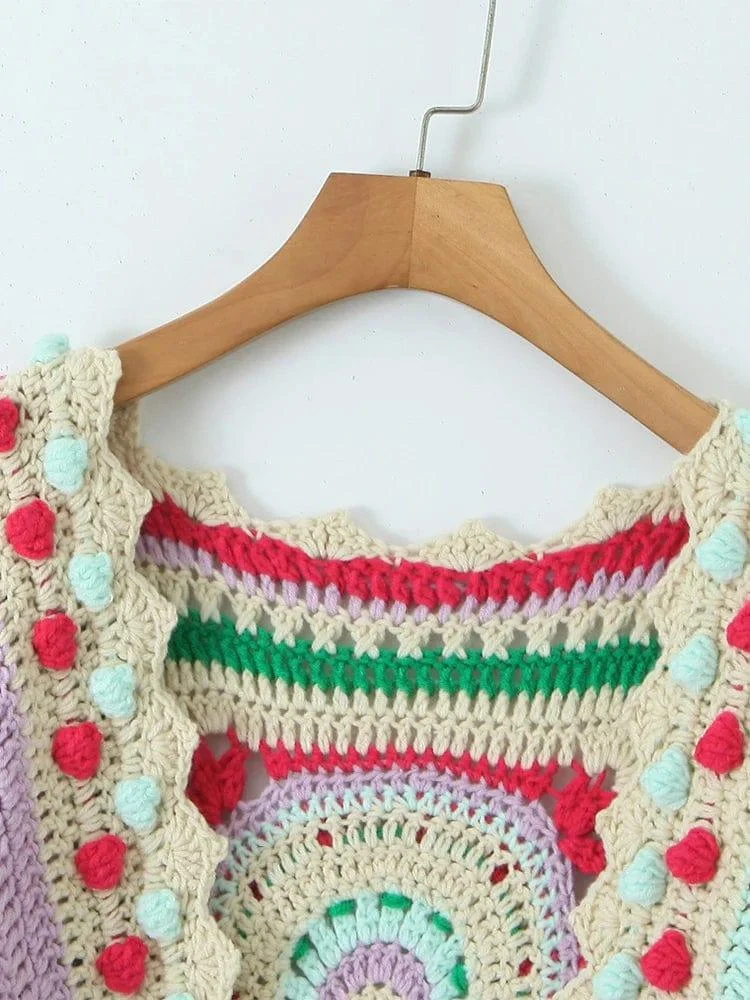 Electra Colorful Crochet Patchwork Cardigan - Glova