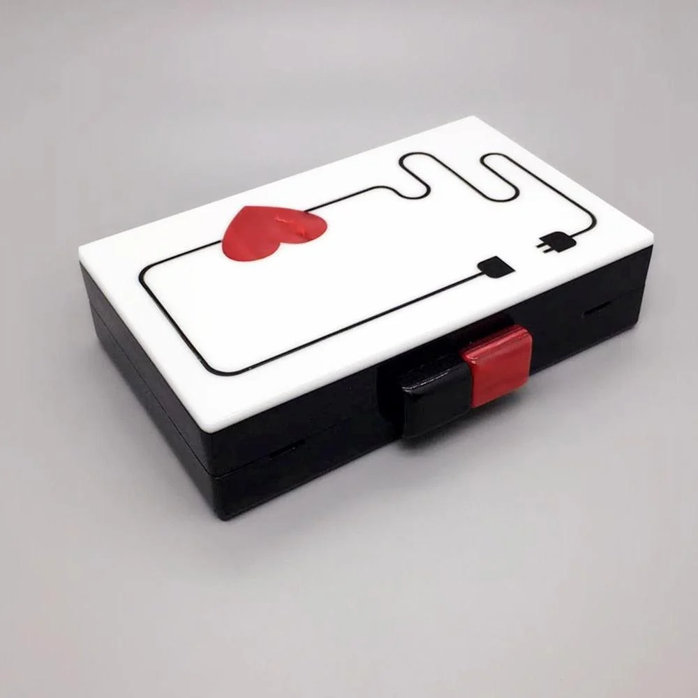 Electric Plug Heart Drawing Acrylic Evening Box Clutch - Glova