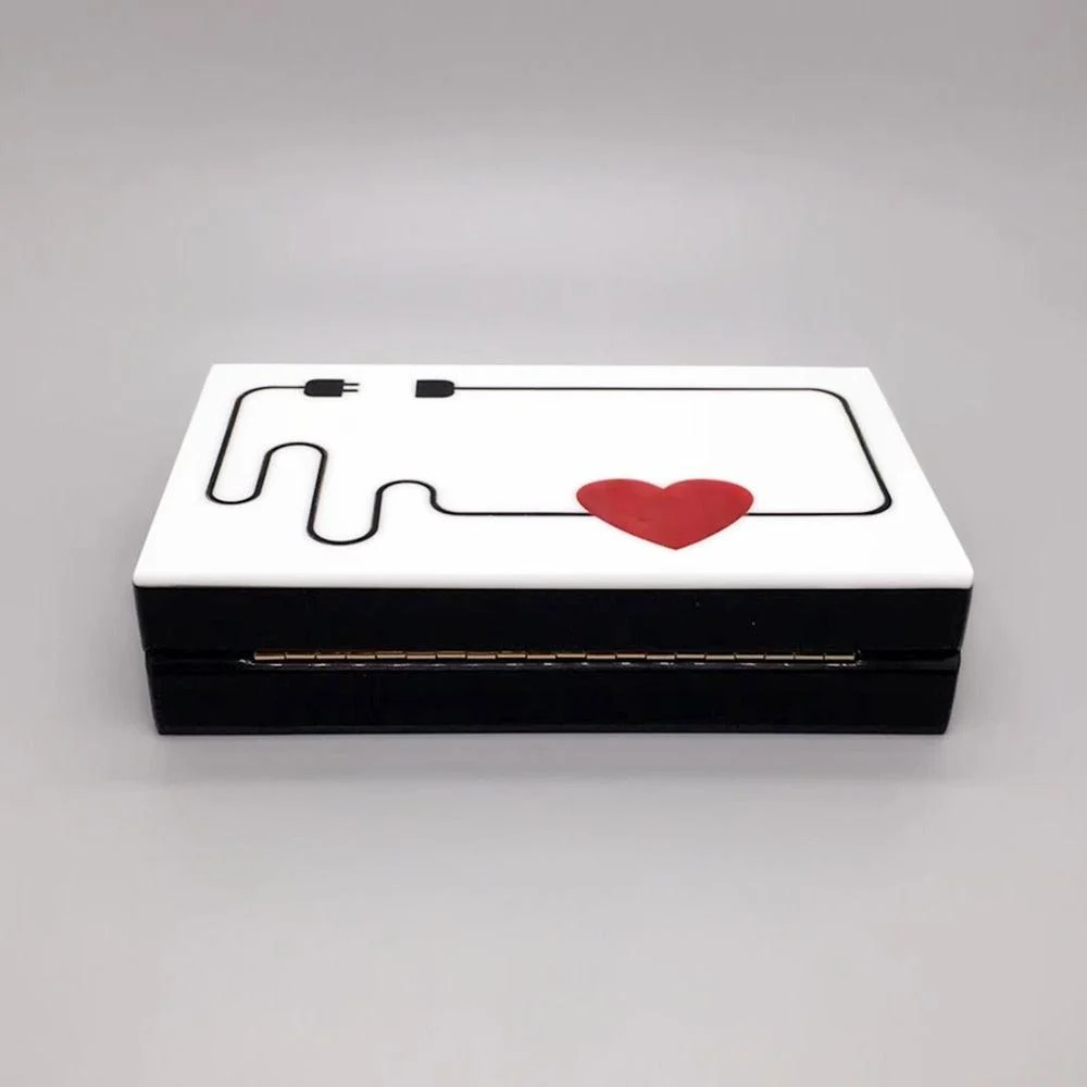 Electric Plug Heart Drawing Acrylic Evening Box Clutch - Glova