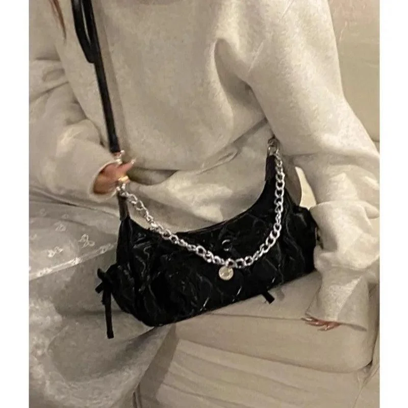 Elegant PU Leather Handbag Chains Armpit Bag - Glova