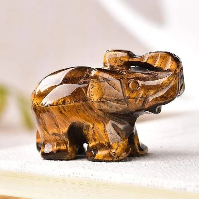 Elephant Carved Natural Crystal - Glova