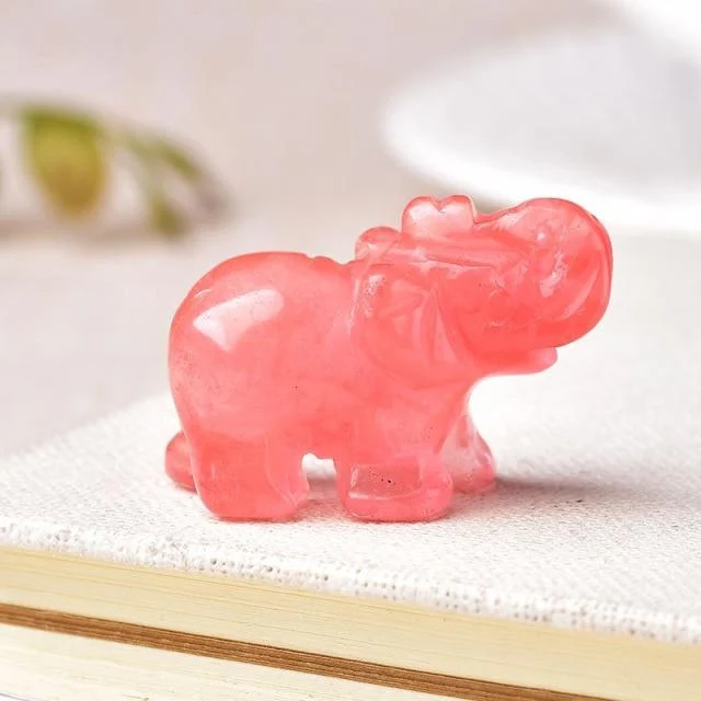 Elephant Carved Natural Crystal - Glova