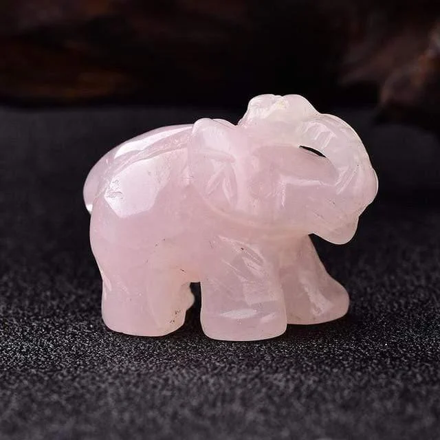 Elephant Carved Natural Crystal - Glova