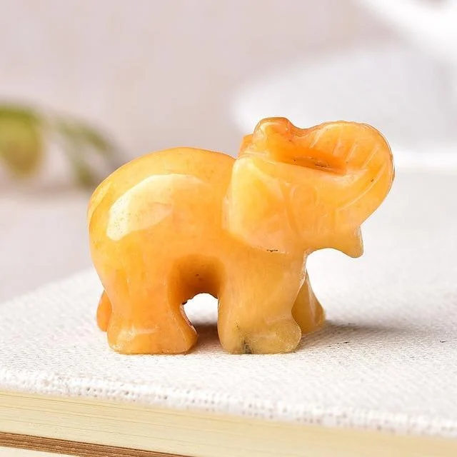 Elephant Carved Natural Crystal - Glova