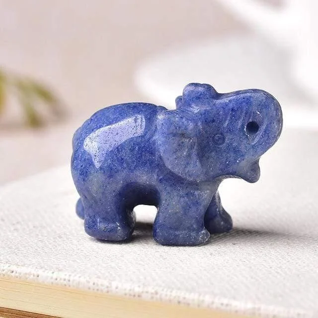 Elephant Carved Natural Crystal - Glova