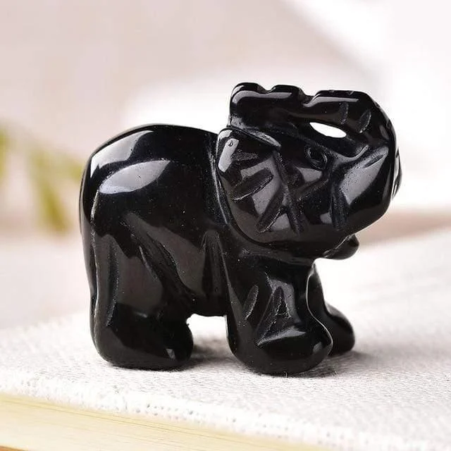 Elephant Carved Natural Crystal - Glova