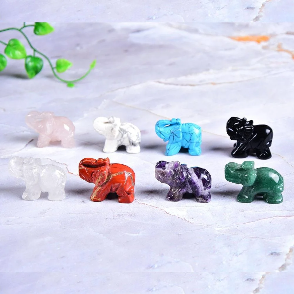 Elephant Carved Natural Crystal - Glova