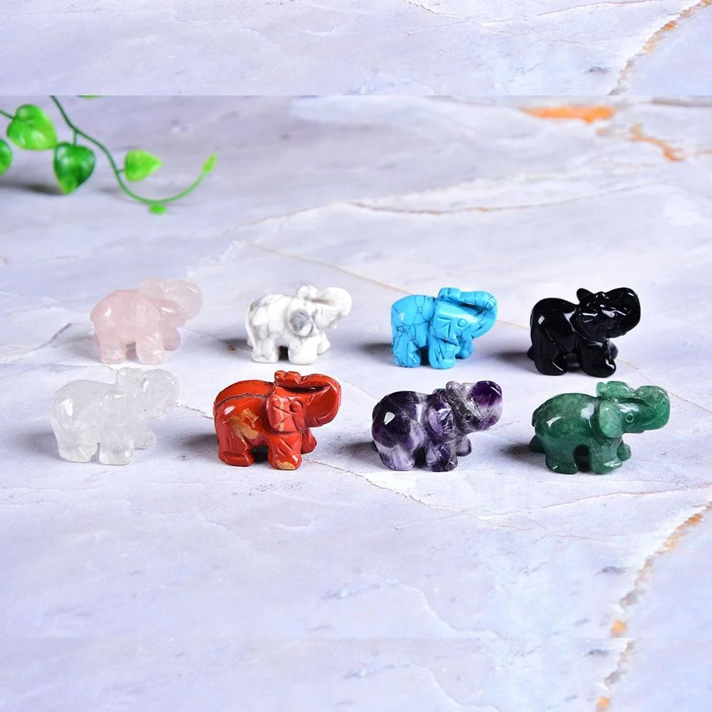 Elephant Carved Natural Crystal - Glova