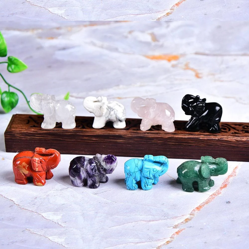 Elephant Carved Natural Crystal - Glova