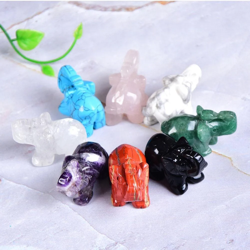 Elephant Carved Natural Crystal - Glova