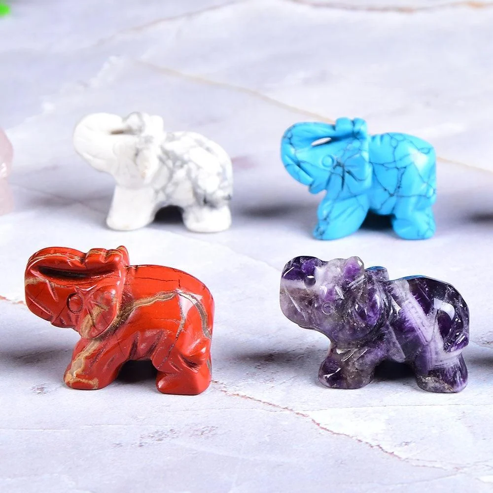 Elephant Carved Natural Crystal - Glova