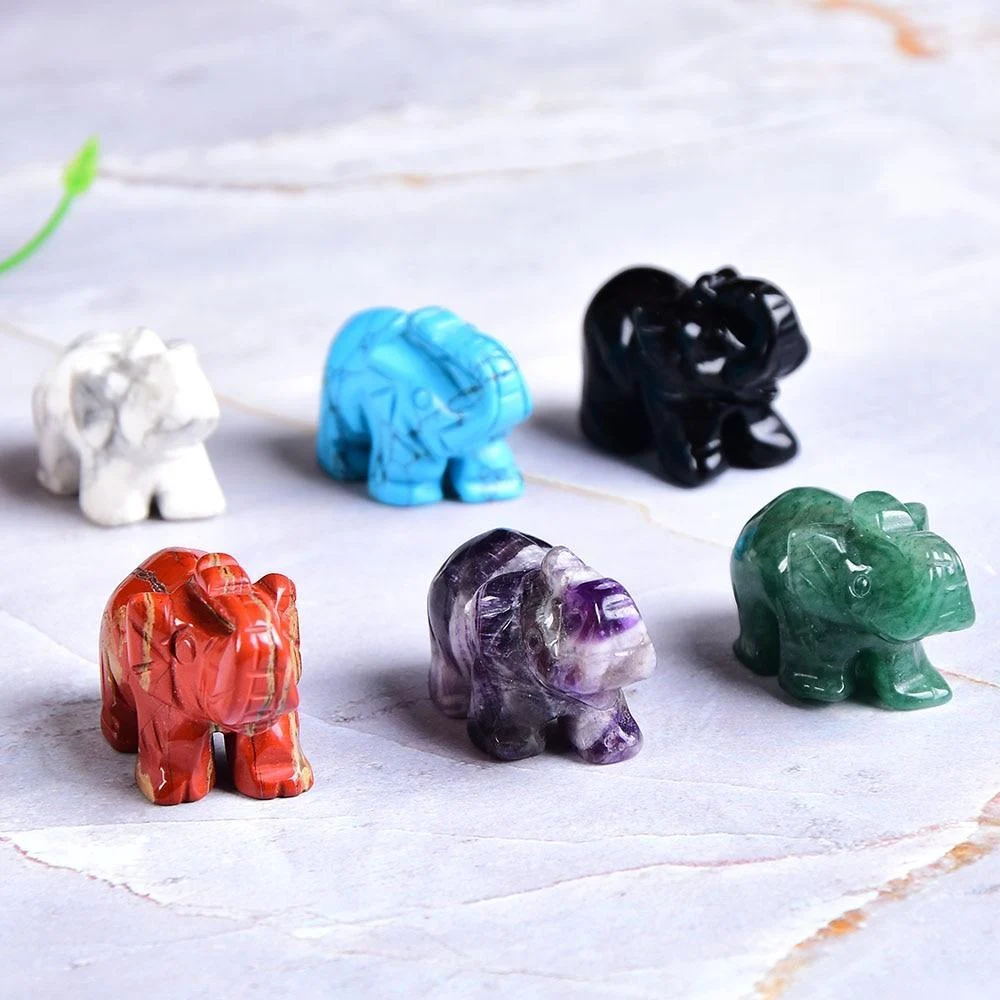 Elephant Carved Natural Crystal - Glova