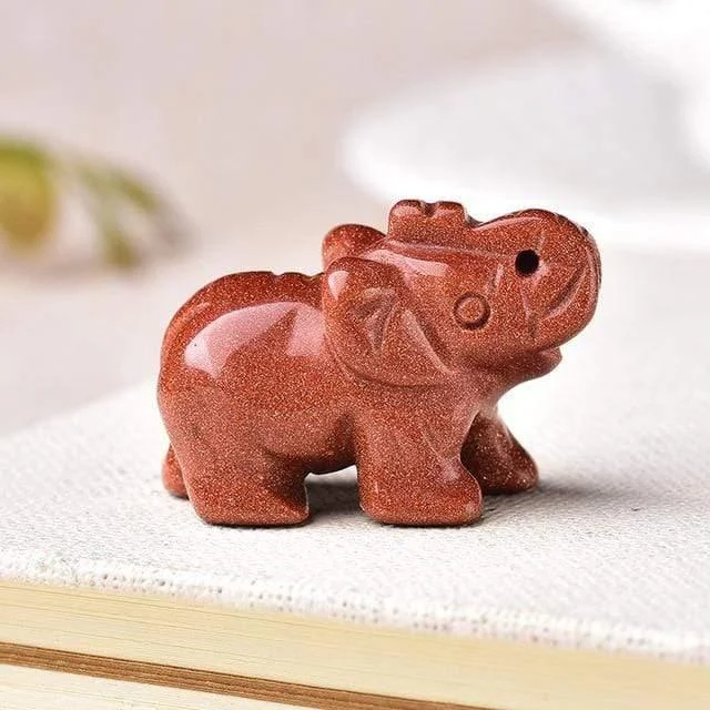 Elephant Carved Natural Crystal - Glova