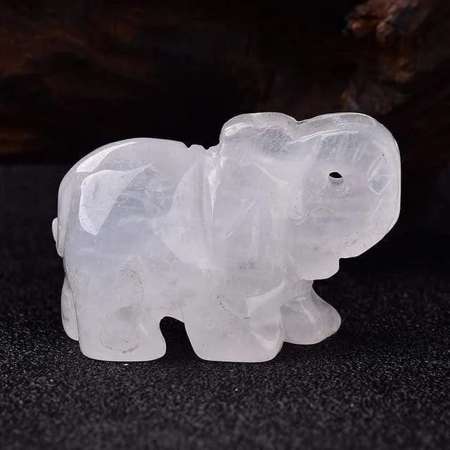 Elephant Carved Natural Crystal - Glova