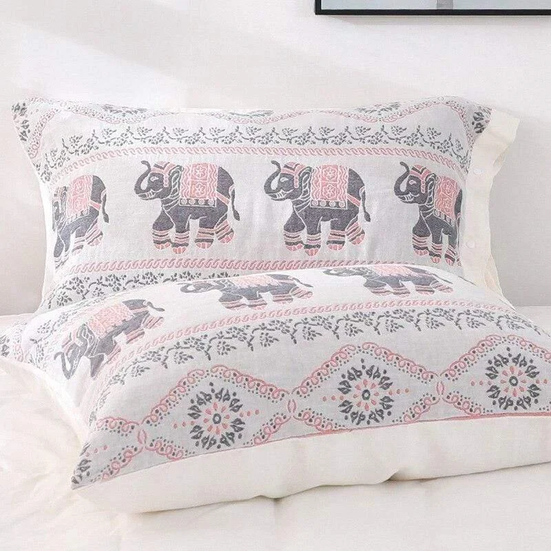 Elephants Pattern Pillow Cover - Glova